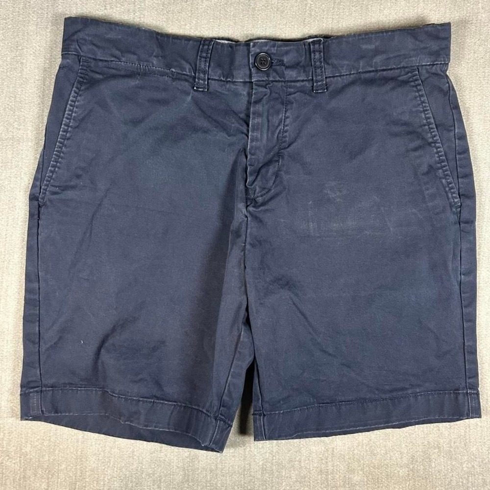 Tommy Hilfiger Mens Navy Blue Chino Shorts Flat Front Cotton Casual Preppy